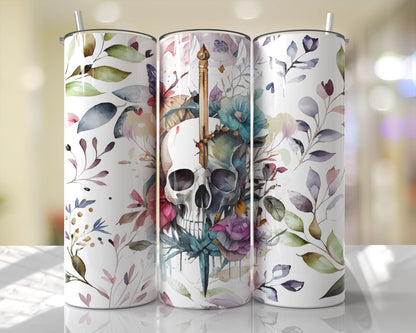 Custom 20oz Skinny Tumbler with Straw – Floral, Funny, Gothic, and Animal Designs – Personalized Sublimation Gift for Her or Him