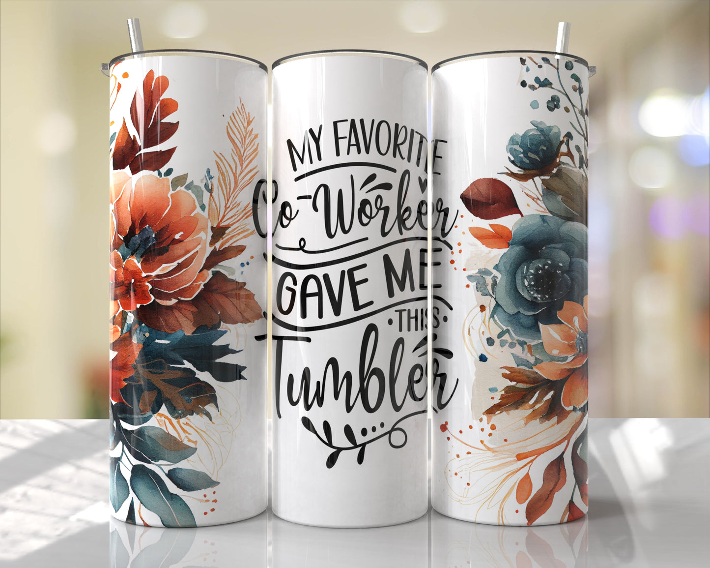 Custom 20oz Skinny Tumbler with Straw – Floral, Funny, Gothic, and Animal Designs – Personalized Sublimation Gift for Her or Him