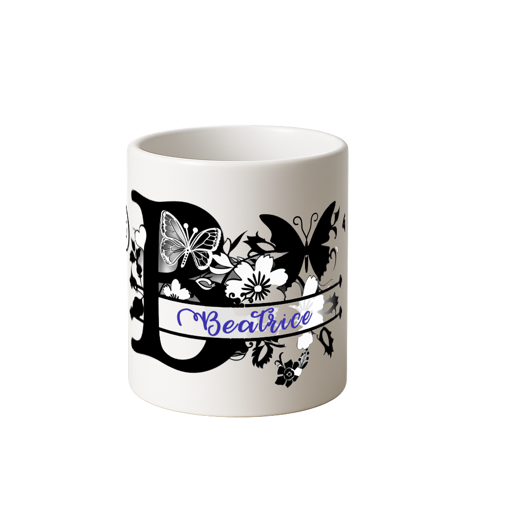 Personalized Floral Initial Mug • Custom Name Coffee Cup