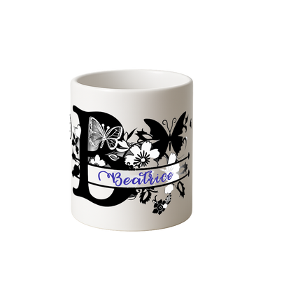 Personalized Floral Initial Mug • Custom Name Coffee Cup