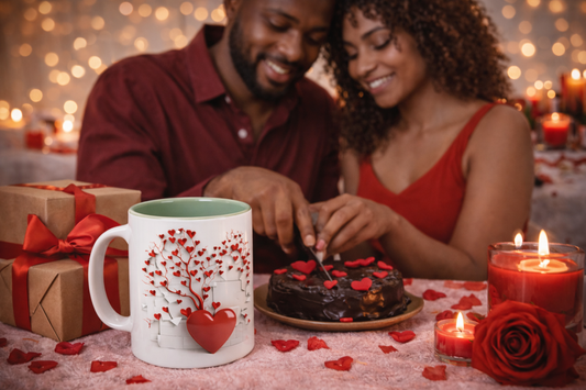 Heart Tree Ceramic Mug – Romantic Valentine's Day Gift, 11 oz