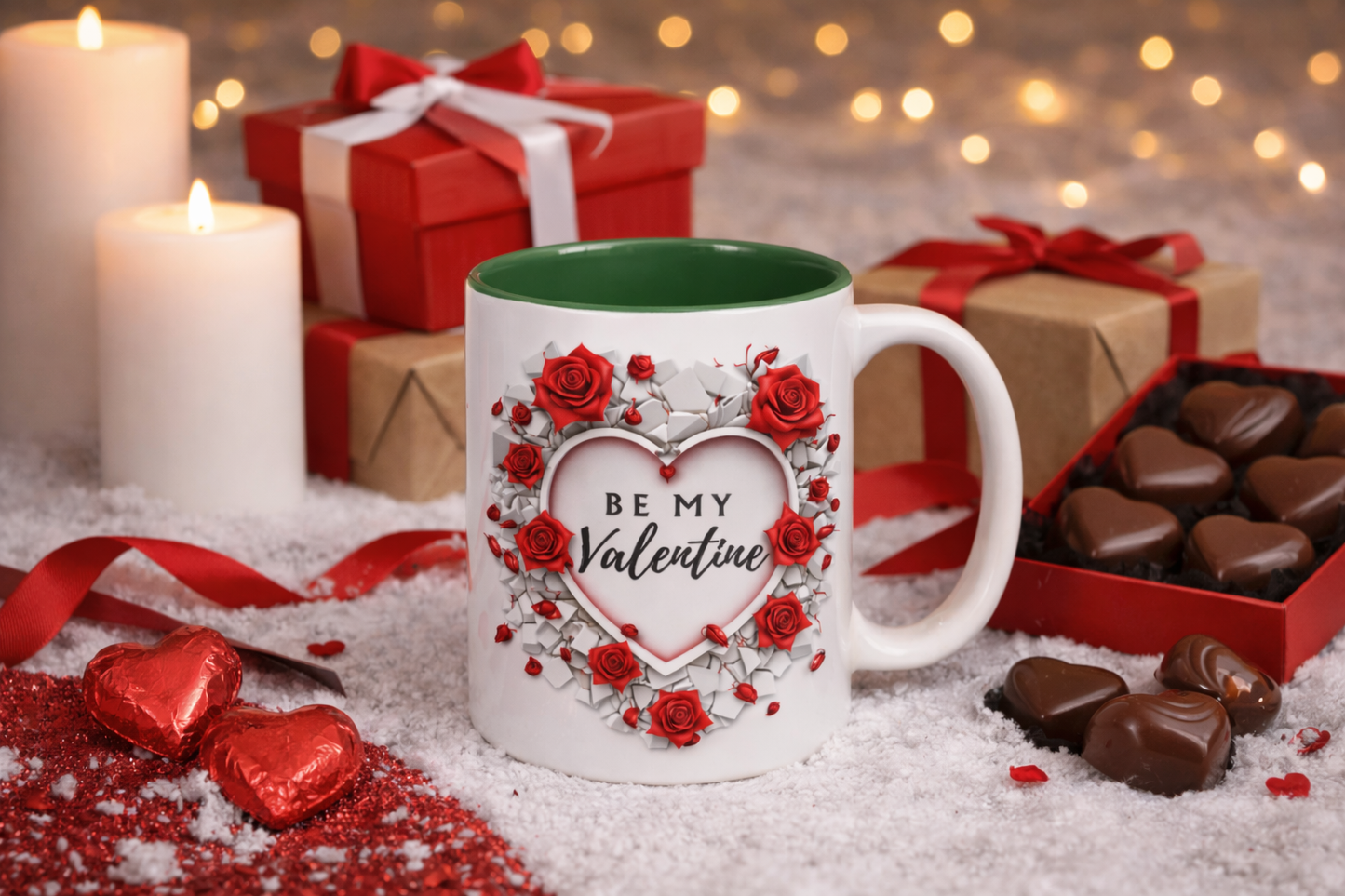 Be My Valentine Coffee Mug – Romantic Rose Heart, 11 oz