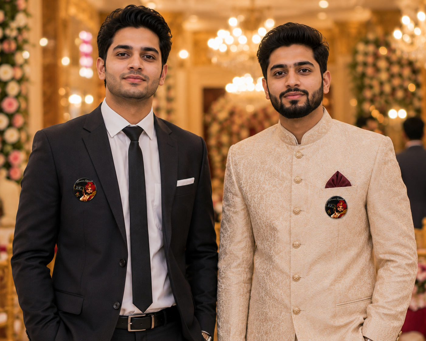 Bride Team & Groom Squad Badge Buttons | Punjabi Wedding Pins | Mehndi Jaggo Sangeet Wedding Party Badges