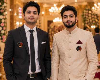 Bride Team & Groom Squad Badge Buttons | Punjabi Wedding Pins | Mehndi Jaggo Sangeet Wedding Party Badges
