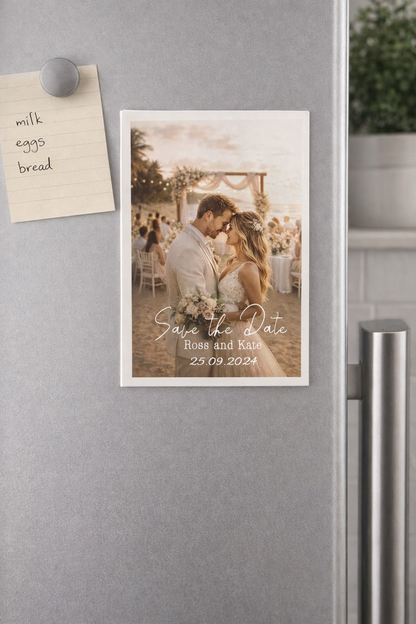 Custom Photo Magnet – Save the Date | Personalized Wedding, Engagement & Anniversary Magnet | Couple Memory Fridge Magnet Gift