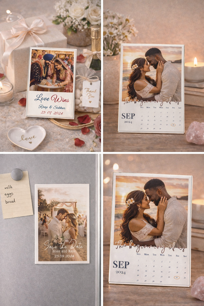 Custom Photo Magnet – Save the Date | Personalized Wedding, Engagement & Anniversary Magnet | Couple Memory Fridge Magnet Gift