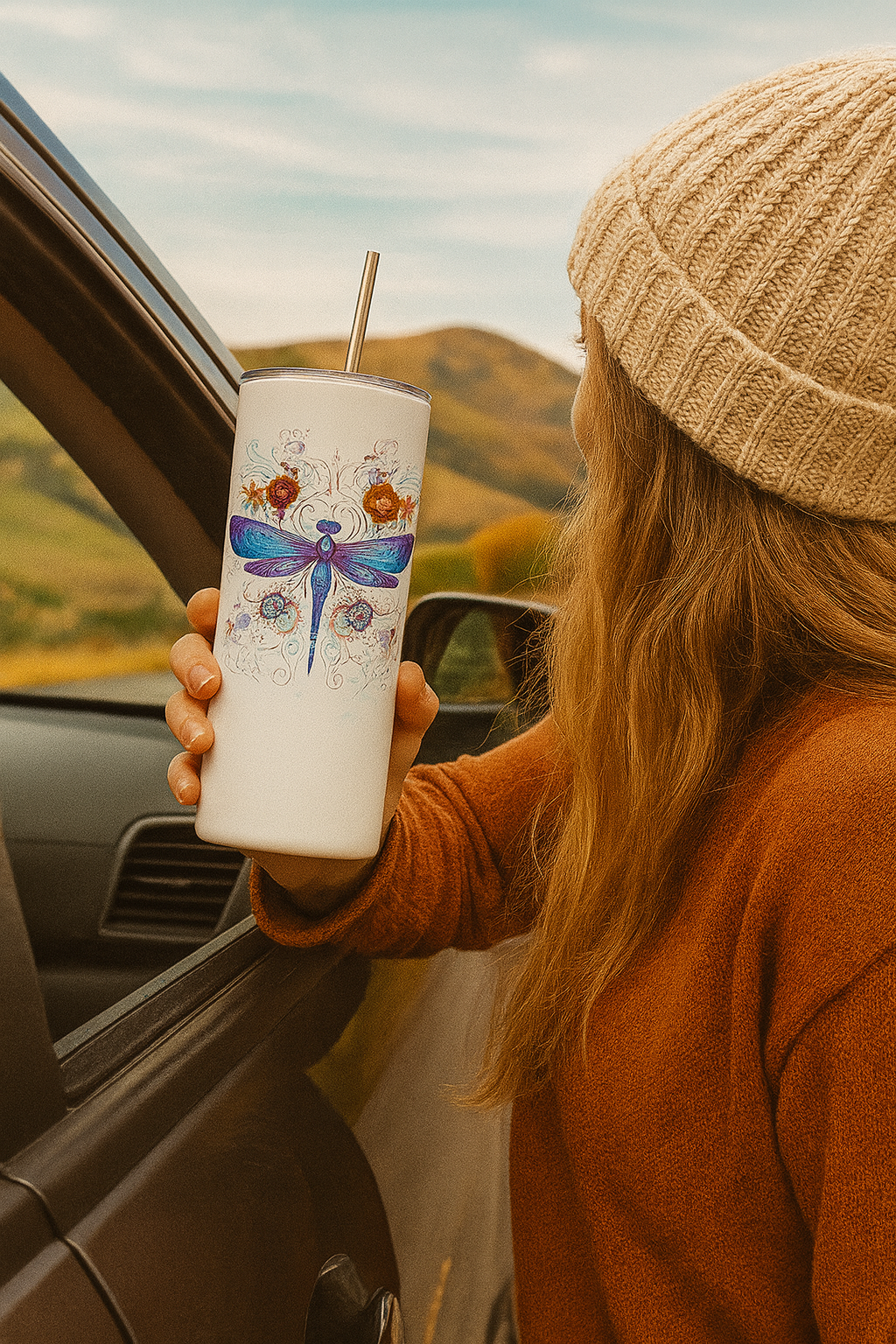 20oz Thanksgiving Tumbler with Straw & Lid – Pumpkin Harvest Sublimation Skinny Tumbler, Stainless Steel Insulated Cup, Custom Printed Fall Gift