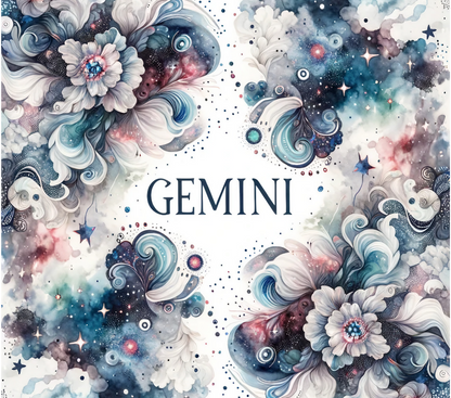 Custom Zodiac Tumbler with Straw - 20oz Skinny Stainless Steel Insulated Cup - Personalized Astrology Gift - Sublimation Abstract Design