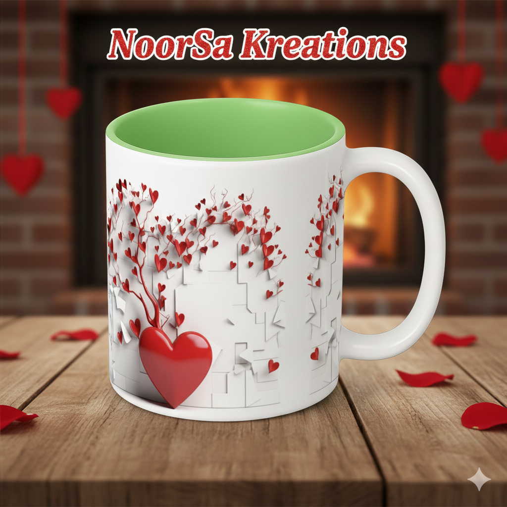 Heart Tree Ceramic Mug – Romantic Valentine's Day Gift, 11 oz