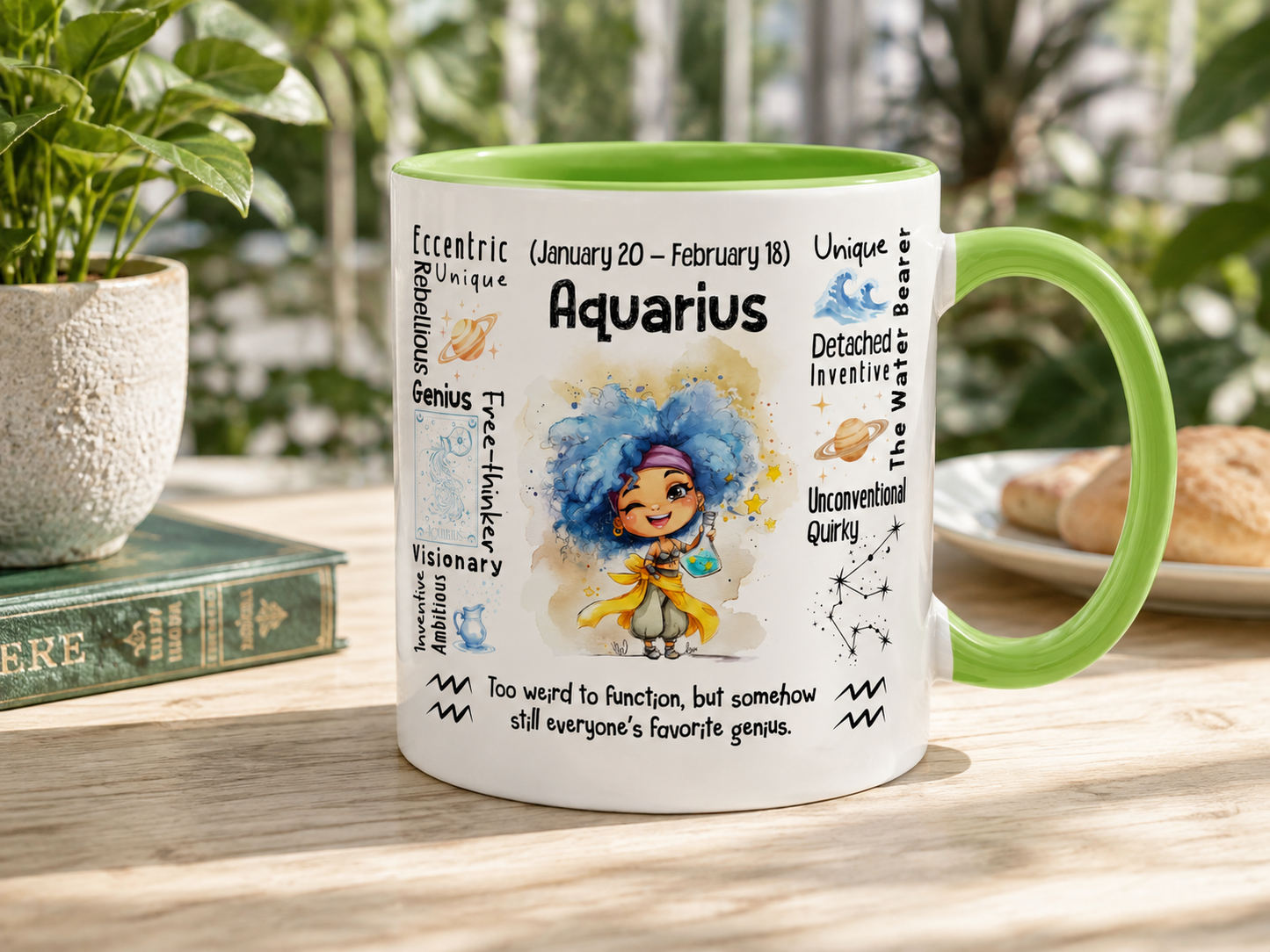 Aquarius Zodiac Mug 11 oz | January 20–February 18 Birthday Gift