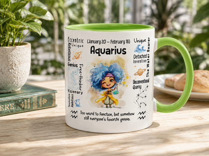 Aquarius Zodiac Mug 11 oz | January 20–February 18 Birthday Gift