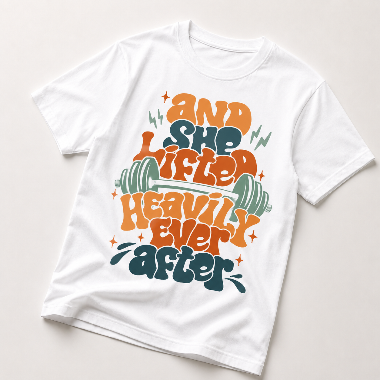 And She Lifted Heavily Ever After Graphic Tee – Unisex Retro Gym Shirt