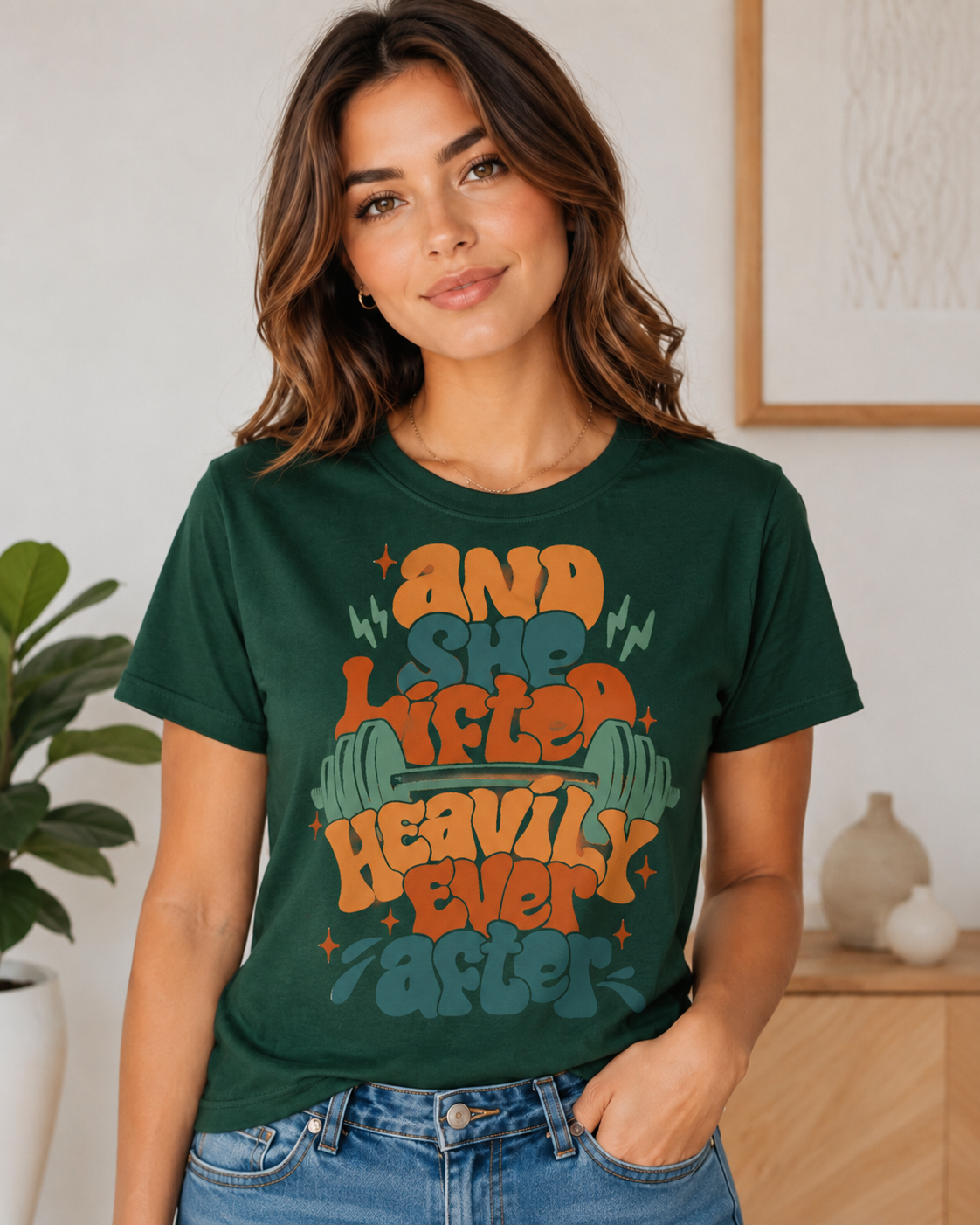 And She Lifted Heavily Ever After Graphic Tee – Unisex Retro Gym Shirt