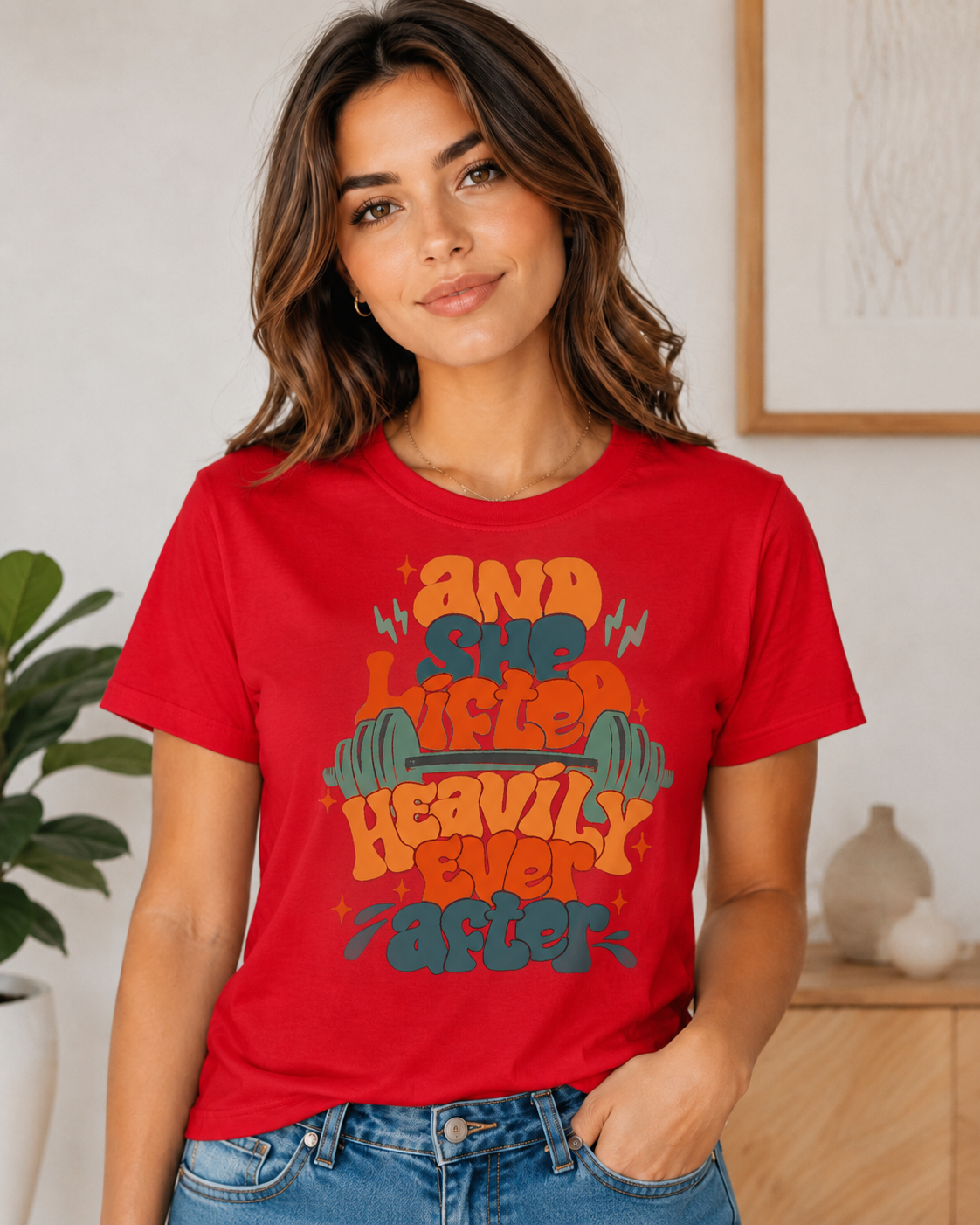 And She Lifted Heavily Ever After Graphic Tee – Unisex Retro Gym Shirt