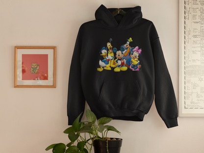 Cartoon Graphic Hoodie – Cozy White Unisex Sweatshirt