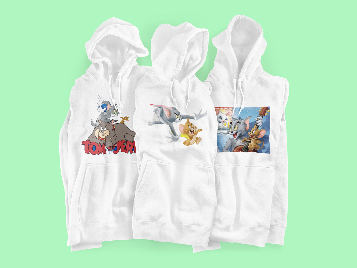 Cartoon Graphic Hoodie – Cozy White Unisex Sweatshirt