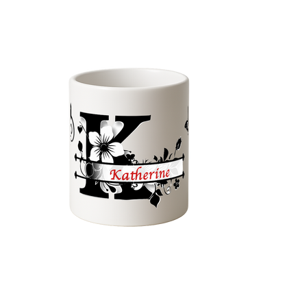 Personalized Floral Initial Mug • Custom Name Coffee Cup