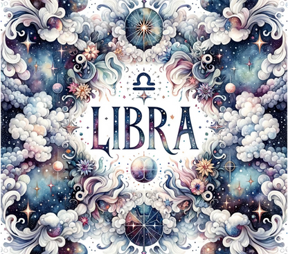 Custom Zodiac Tumbler with Straw - 20oz Skinny Stainless Steel Insulated Cup - Personalized Astrology Gift - Sublimation Abstract Design