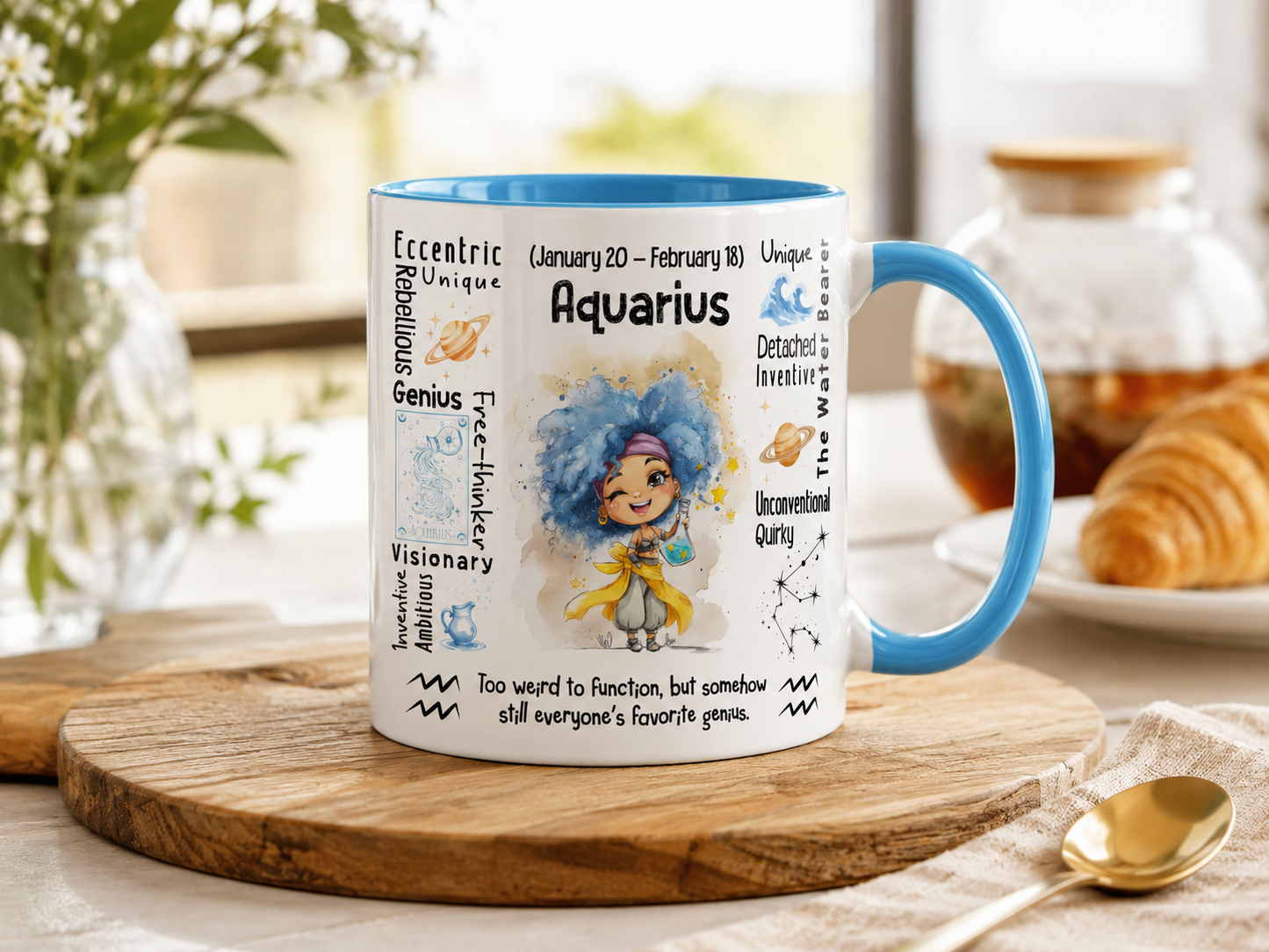 Aquarius Zodiac Mug 11 oz | January 20–February 18 Birthday Gift