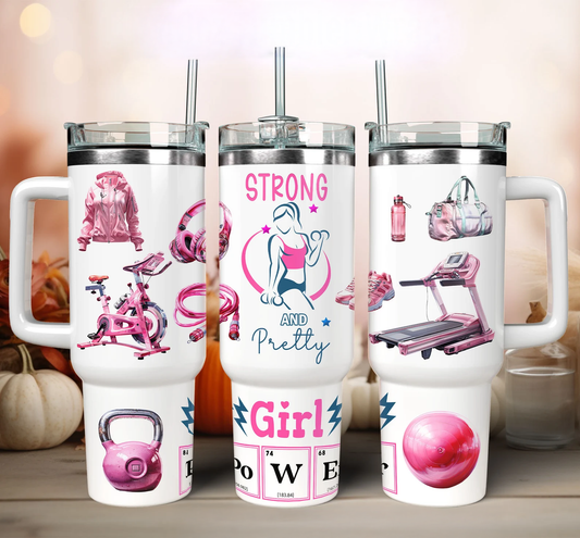 Pink Gym Tumbler for Women | 40oz Stainless Steel Water Cup