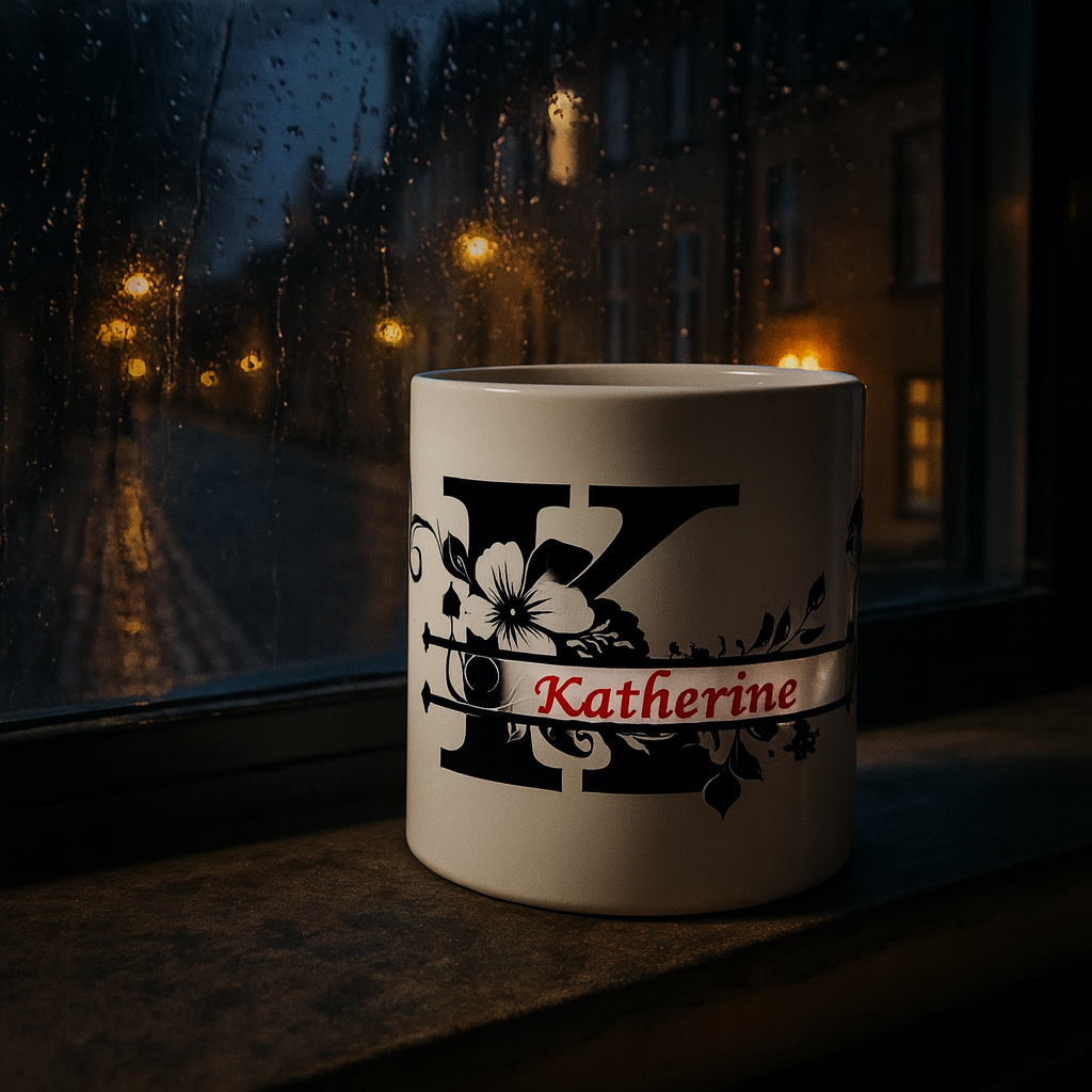 Personalized Floral Initial Mug • Custom Name Coffee Cup