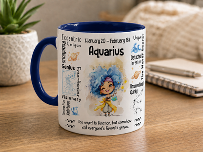 Aquarius Zodiac Mug 11 oz | January 20–February 18 Birthday Gift
