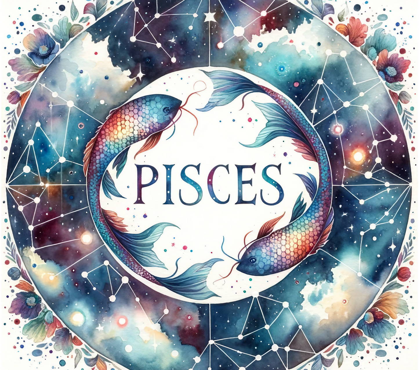 Custom Zodiac Tumbler with Straw - 20oz Skinny Stainless Steel Insulated Cup - Personalized Astrology Gift - Sublimation Abstract Design