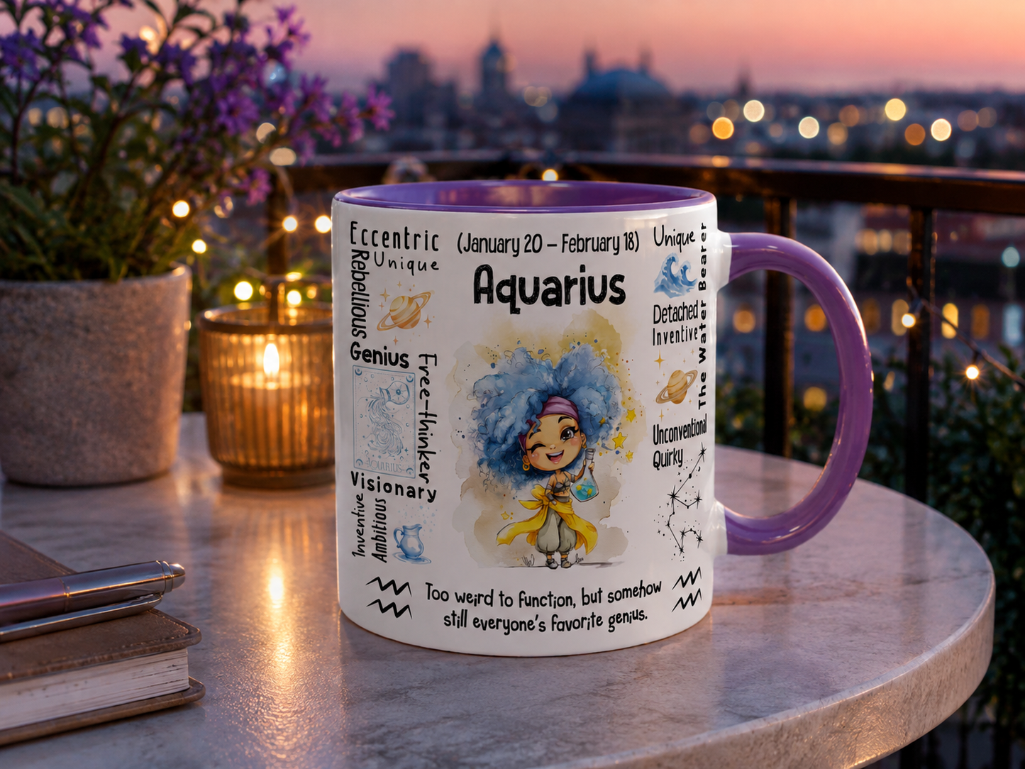 Aquarius Zodiac Mug 11 oz | January 20–February 18 Birthday Gift