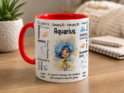 Aquarius Zodiac Mug 11 oz | January 20–February 18 Birthday Gift