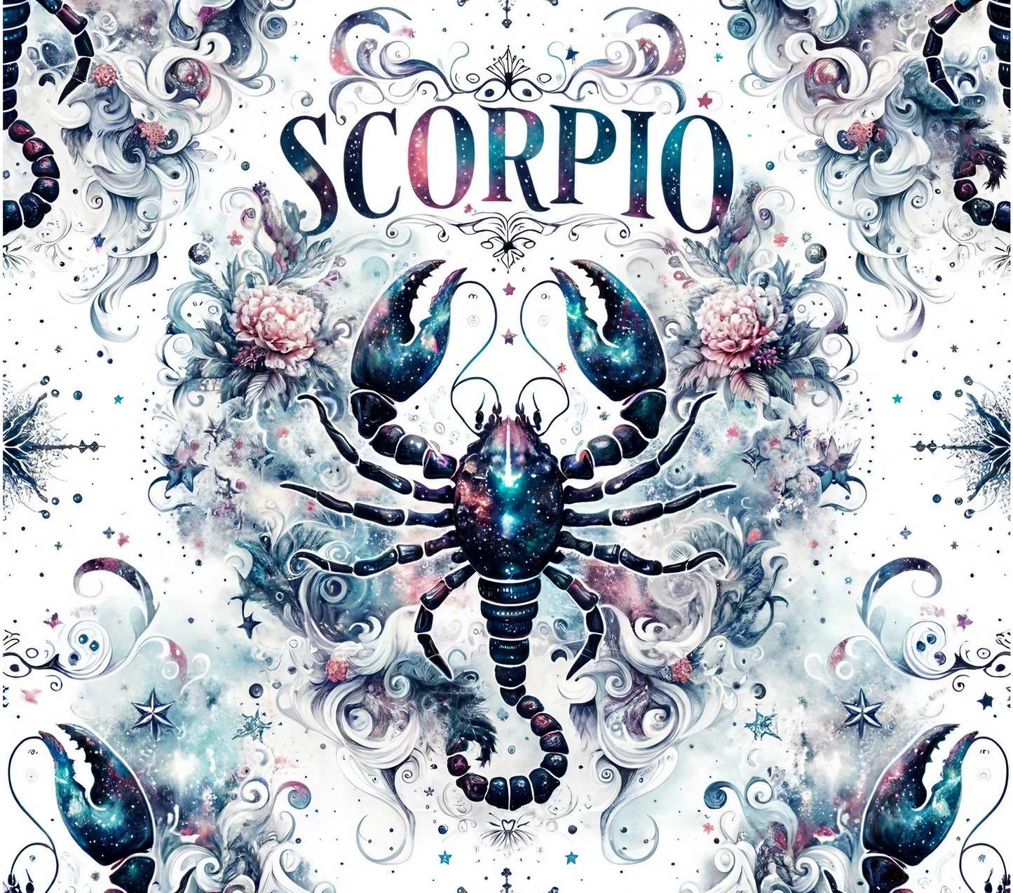 Custom Zodiac Tumbler with Straw - 20oz Skinny Stainless Steel Insulated Cup - Personalized Astrology Gift - Sublimation Abstract Design